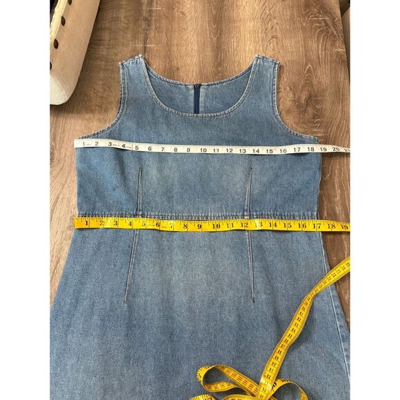 80s denim sleeveless sun faded midi dress - Picture 5 of 7